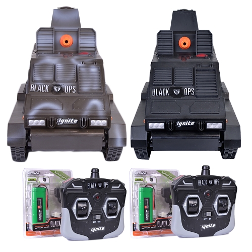 Battling Remote Control RC Tanks with Shooting Gun Turrets Includes 2